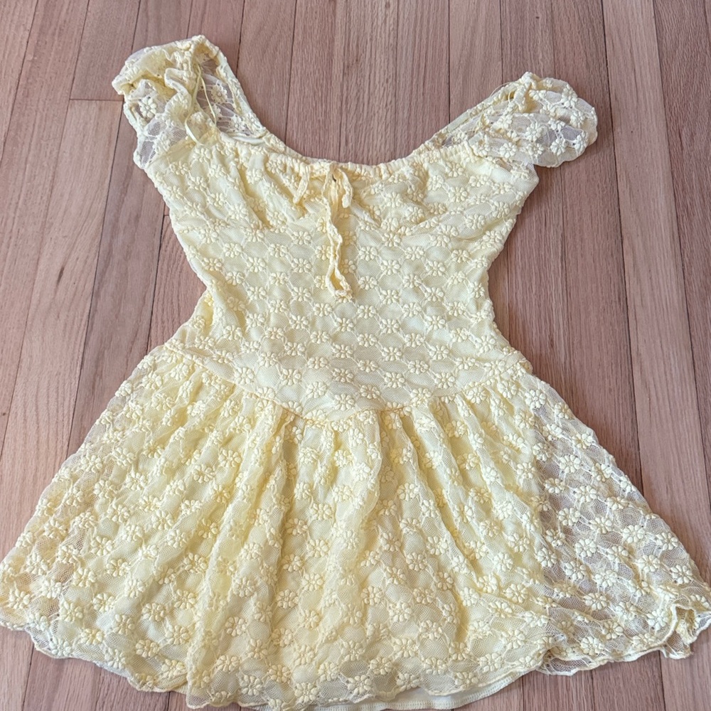 Yellow Lace Mini Dress